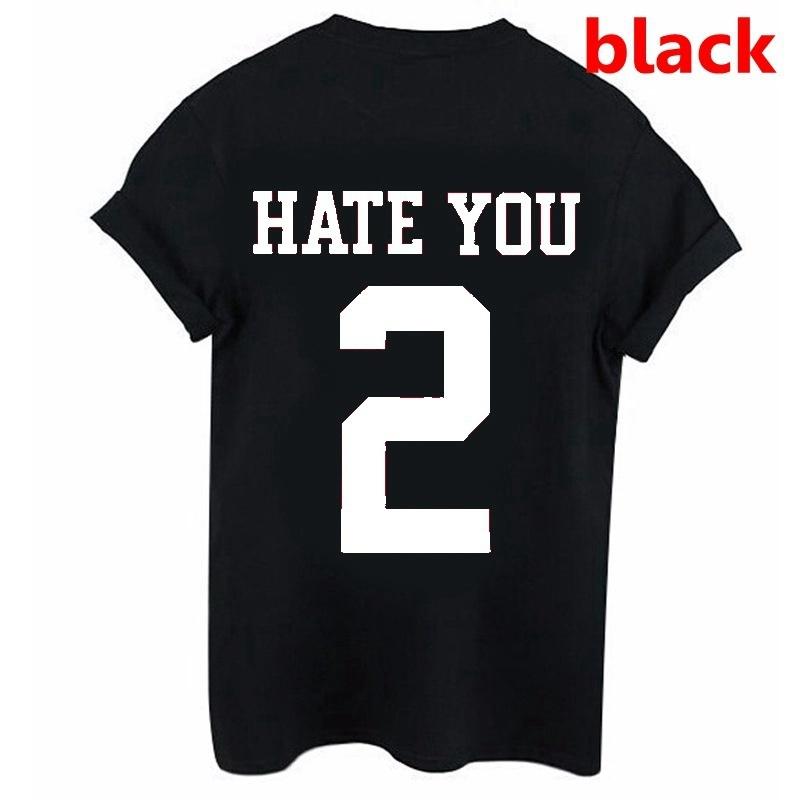 ZIMOXUAN Женская модная футболка, женские футболки с круглым вырезом Hate You 2 с принтом, рубашка с коротким рукавом с буквенным принтом, футболки, топы