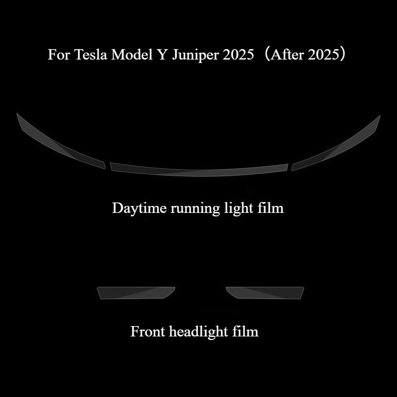 For Tesla Model Y Juniper 2025 Smoked Black Headlight Film TPU Transparent Tail Light Protective Film Waterproof Car Accessories