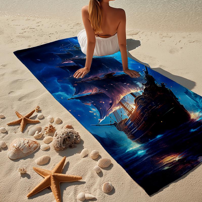 Pirate Ship Adventure Beach Towel, Super Soft Microfiber, Gift for Her/Him, Birthday, for Pool, Beach, Travel, Home Decor Fan gifts
