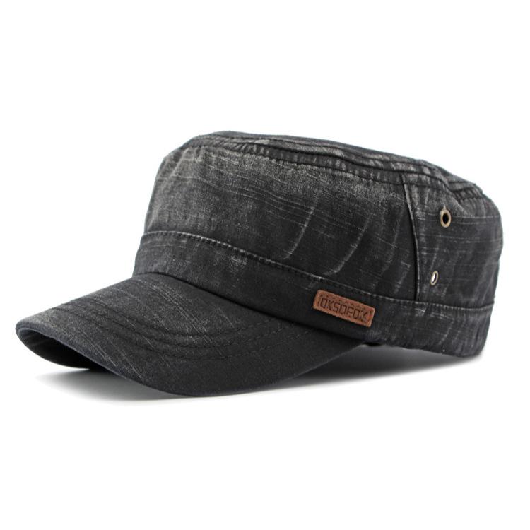 Мужская шляпа с плоским верхом, винтажная армейская шляпа из мытого хлопка