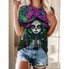 Women's T-Shirt Floral And Skull Print Fashion Casual Short-Sleeved Round Neck Blouse Street Oversized Women's Clothings Summer
