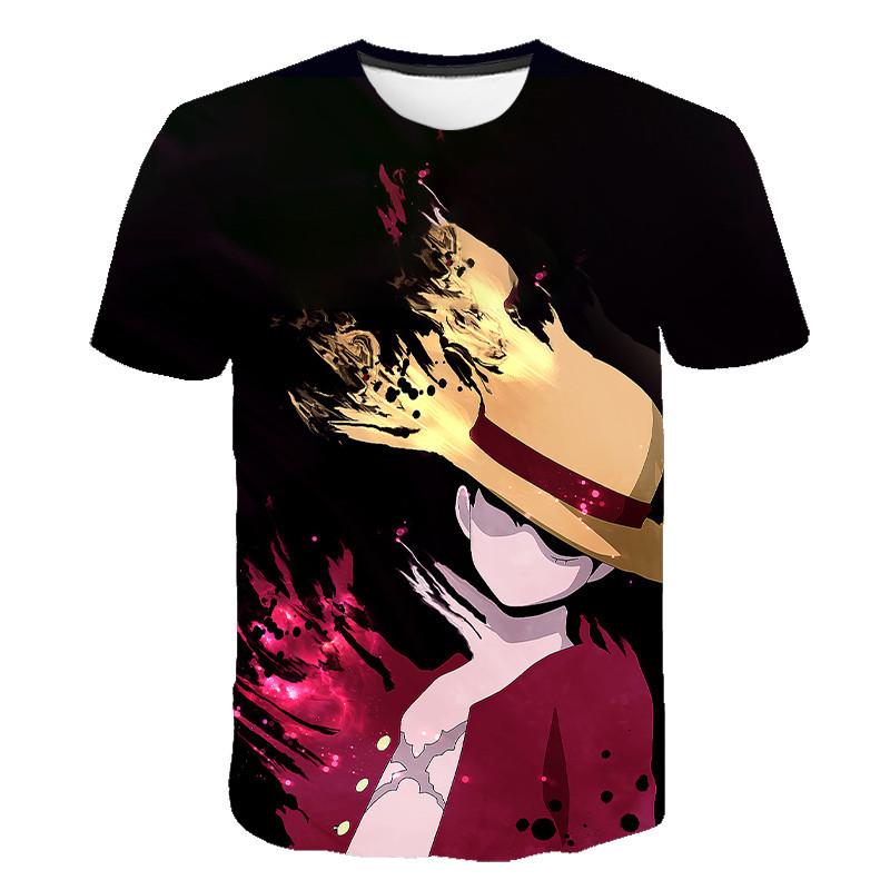 Летняя новая футболка One Piece 3D, персонализированная мужская футболка серии Luffy Straw Hat