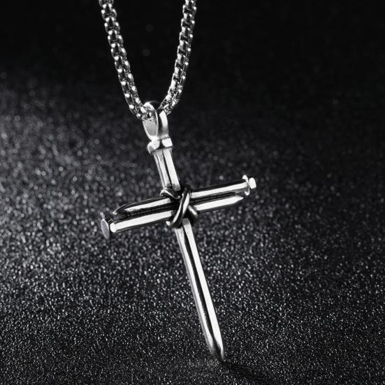 Men Necklace Cross Vintage Accessory Punk Style Men Pendant for Gift