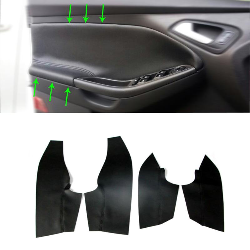 Мягкая кожаная дверная панель из микрофибры, чехол для Ford Focus 2014, 2015, 2016, 2017, 2018, внутренняя дверная панель, подлокотник, кожная отделка