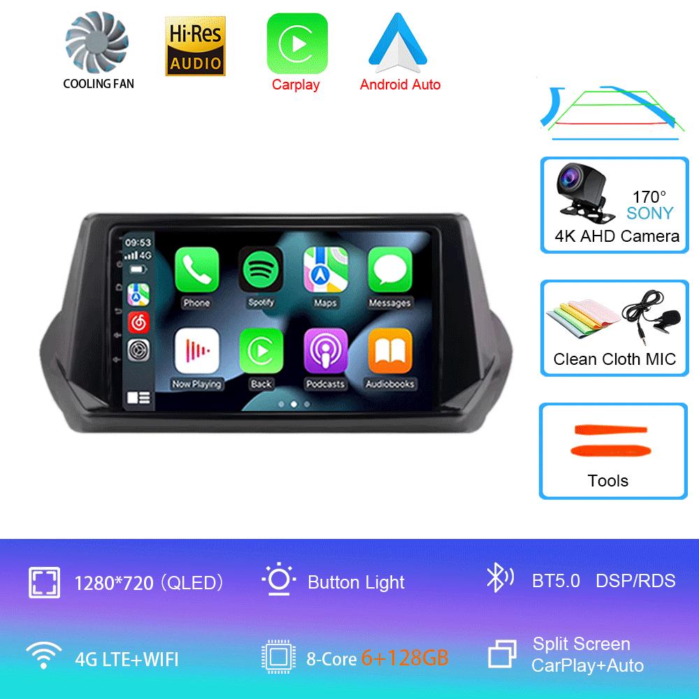 Автомобильное радио Android 14 Carplay Auto для Peugeot 2008 II 2 2019 2020 2021 GPS мультимедийный плеер стерео 360 камера видео 4G+WiFi DSP