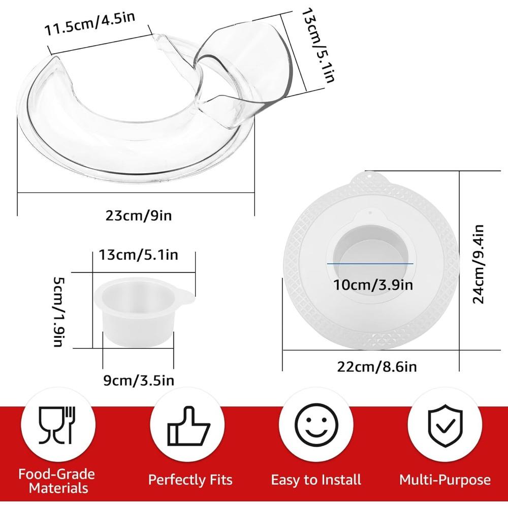 Pouring Shield and Mixers Bowl Covers Fits KitchenAid 4.5-5Qt Tilt-Head Stand Mixers Secure Splatter Guard Lids 6