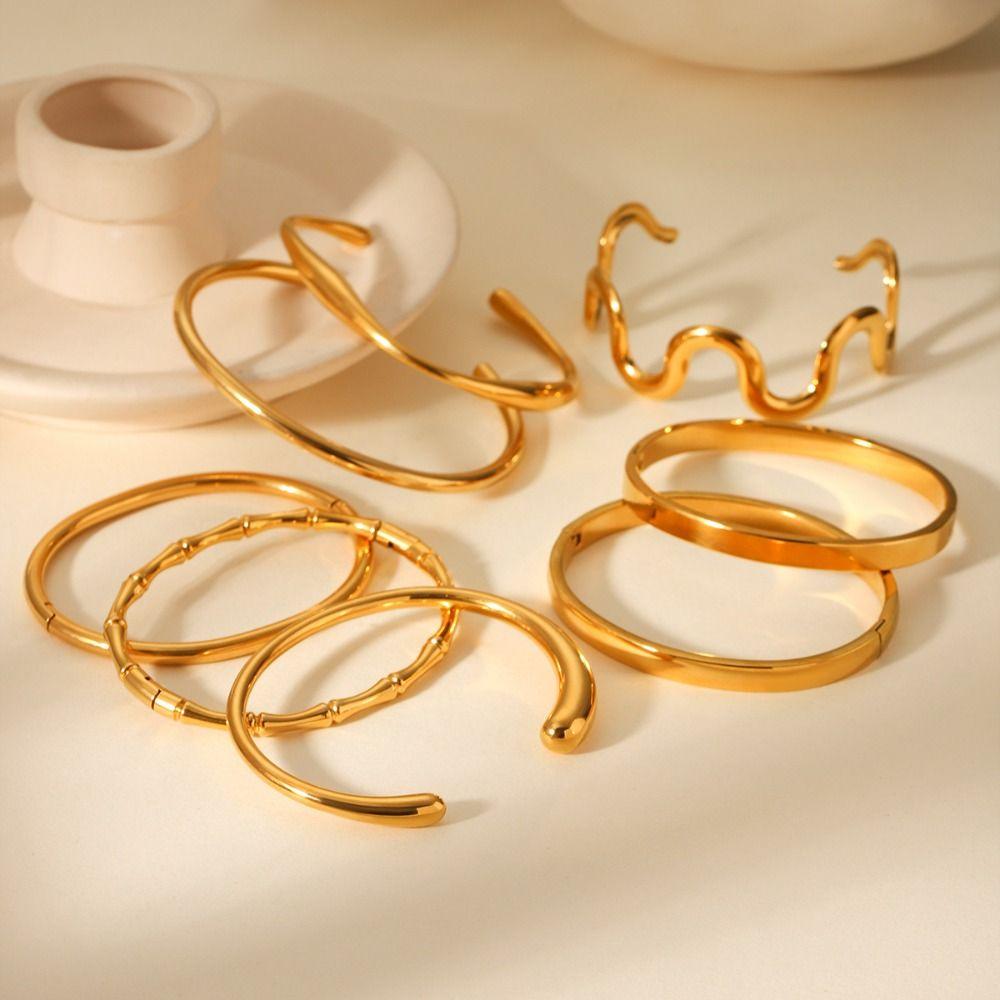Geometric Classic Bangle Bracelet Stainless Steel Bracelets Open Cuff Bracelet Men Women