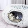 Зимняя Новинка Плюшевый Тоннель-Кровать для Кошек Складная Двухфункциональная Круглая Теплая Клетка для Питомцев Утолщенное Уютное Мягкое Укрытие для Кошек