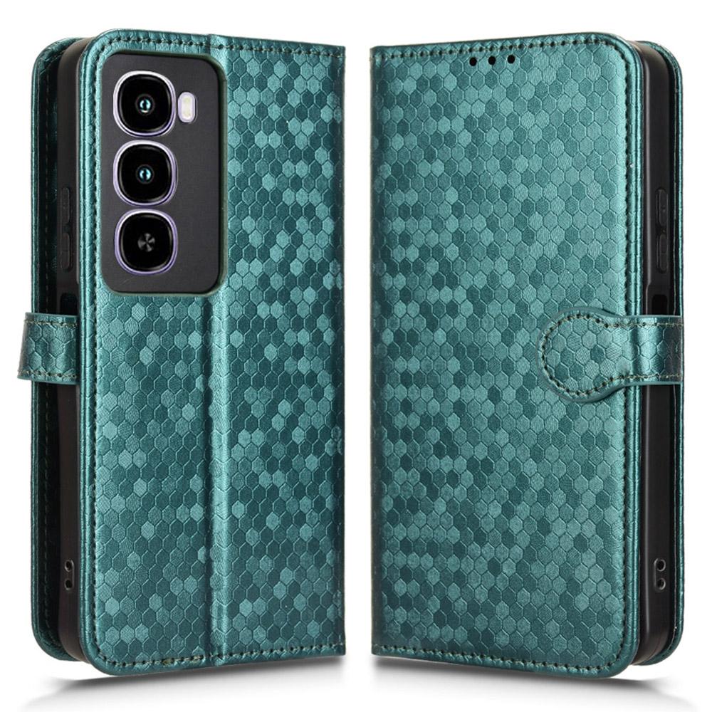 For itel City 100 4G Wallet Case Dot Pattern Imprint PU Leather Phone Cover with Wrist Strap