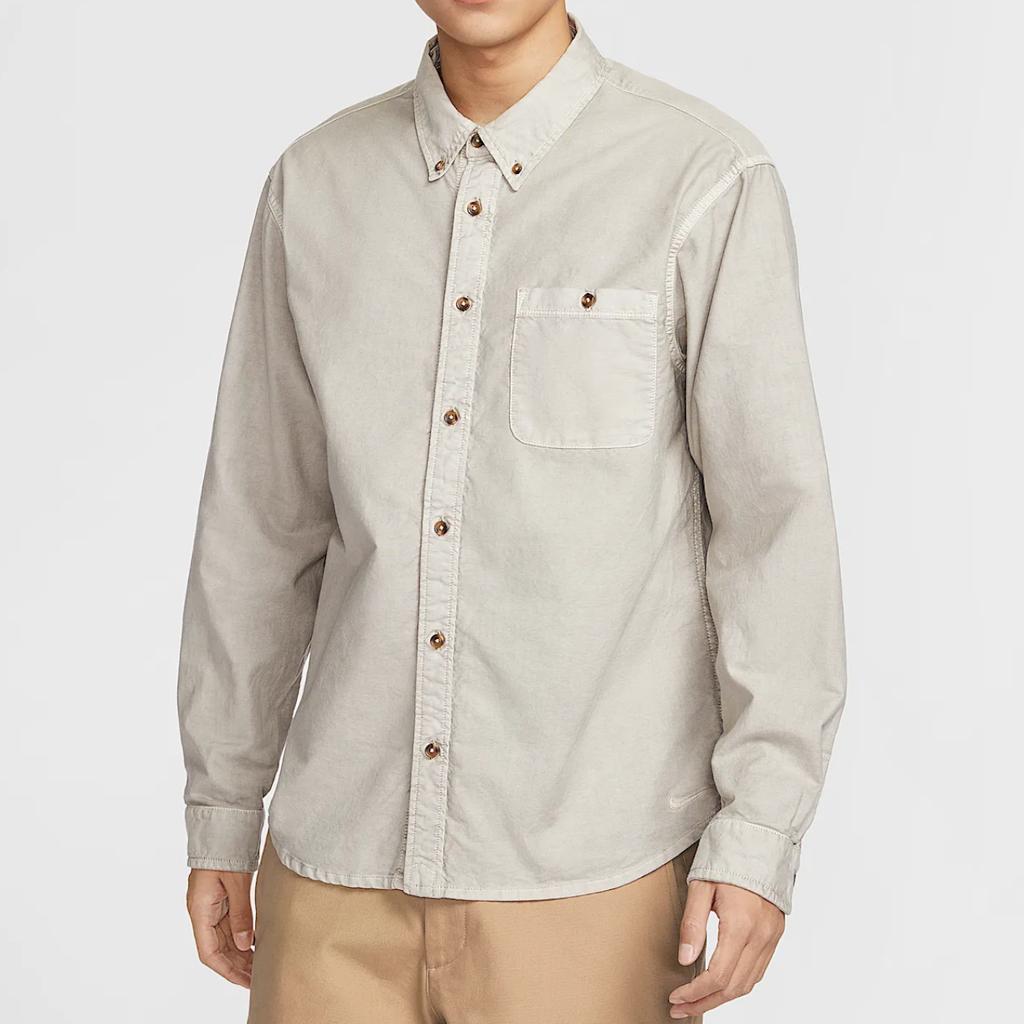 Nike SS25 As M NL Оксфордская рубашка с длинным рукавом на пуговицах мужские рубашки серый HJ7271-014