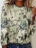 Women's Autumn Casual Long-Sleeved T-Shirt with 3D Print Floral Pattern Round Neck Retro Elegant Fashionable Women's Top