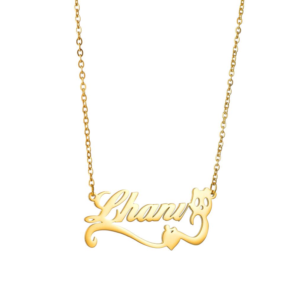 Custom Name Necklace Personalized Engraved Cutting Letter Name Gold Plating Necklace Stainless Steel Pendant Necklaces BWN92001