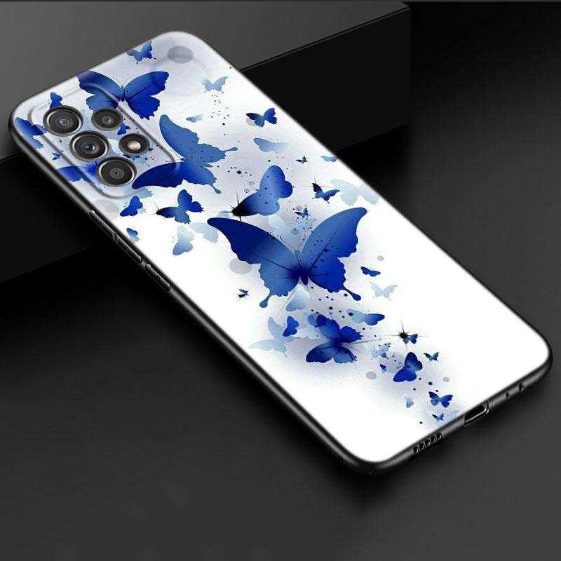 Чехол для телефона с синей бабочкой из мультфильма для iPhone Samsung Galaxy Redmi Xiaomi Oppo OnePlus Note SA 7 8 9 10 11 12 13 14 20 21 22 23 53 54 Pro Max Ultra