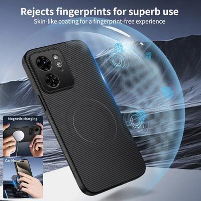 Чехол для телефона из ПУ кожи с узором из углеродного волокна и силикона для Motorola MOTO Edge 40 Neo, магнитная беспроводная зарядка, мягкие чехлы-накладки на заднюю панель
