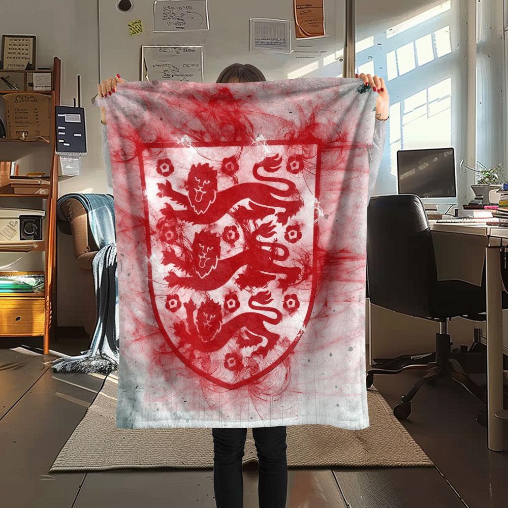England national football logo Printed Flannel Blanket, soft throw for bedroom sofa, washable,soccer fan merchandise, great gift.