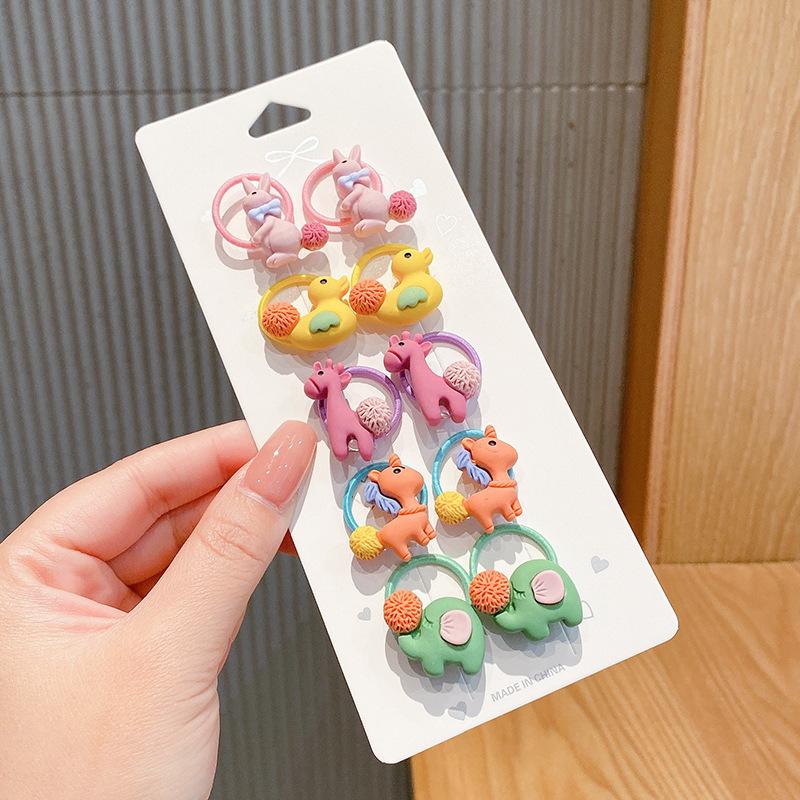 10 шт./набор Резинки для волос для детей Милые мультяшные животные Резинка Головной убор Девочки Детская повязка на голову Скранчи Детские аксессуары для волос