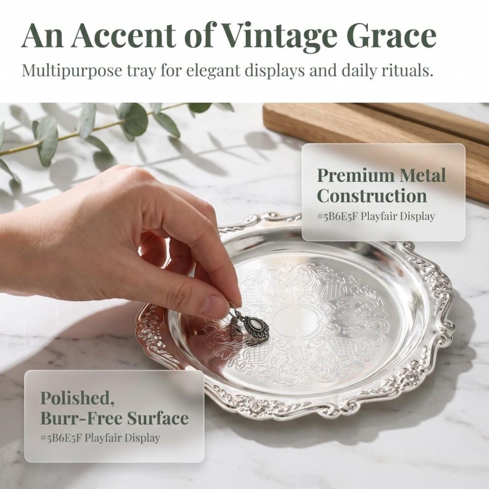 2pcs 4 Inch Diameter Metal Serving Plate Golden Color Round Food Tray Dessert Cake Dish For Wedding