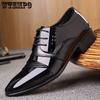 Leather Shoes Men's Youth Business Formal Pointed Toe Bright Leather Shoes Fashion Versatile Casual Men's Shoes