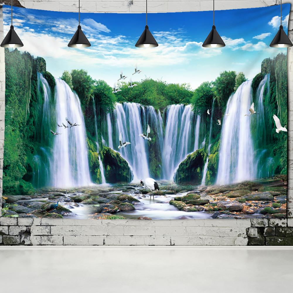 Водная Занавеска Пещера Водопад Гобелен Настенный Богемный Пейзаж Хиппи Психоделическое Искусство Домашний Декор