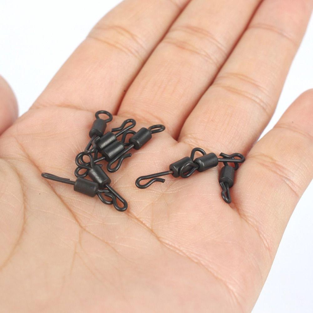 25pcs Q-Shaped Fishing Connector Black Quick Change Swivels Q-Shaped Bearing Swivel Fishing