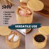 Kitchen Spice Storage Organizer Wood Salt Container with Swivel Magnetic Lid, Built-in Spoon Seasoning Jar Jar, Moisture Proof for Countertop