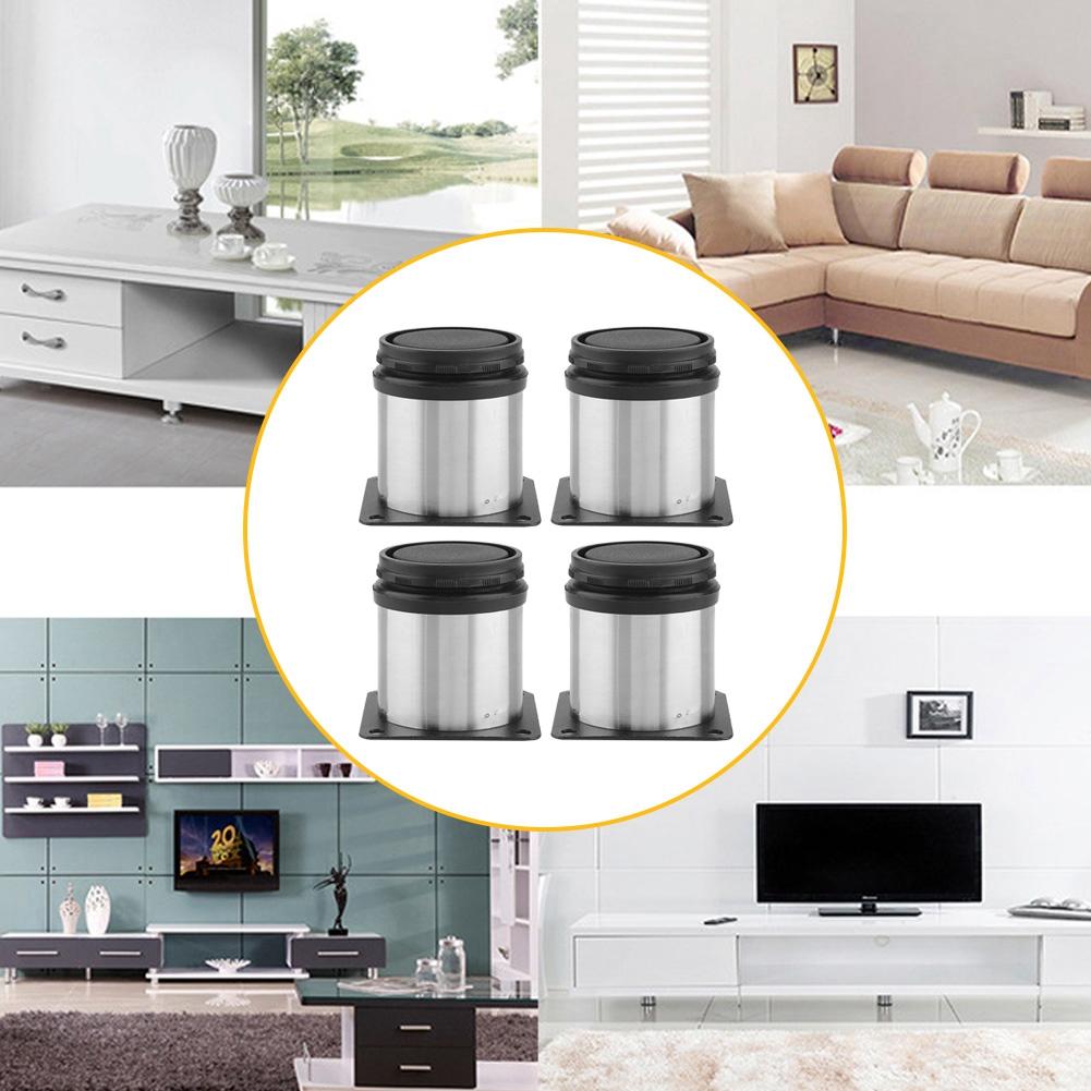 4pcs Adjustable Furniture Legs Stainless Steel Cabinet Feet for Table Bed Sofa (50*60mm)