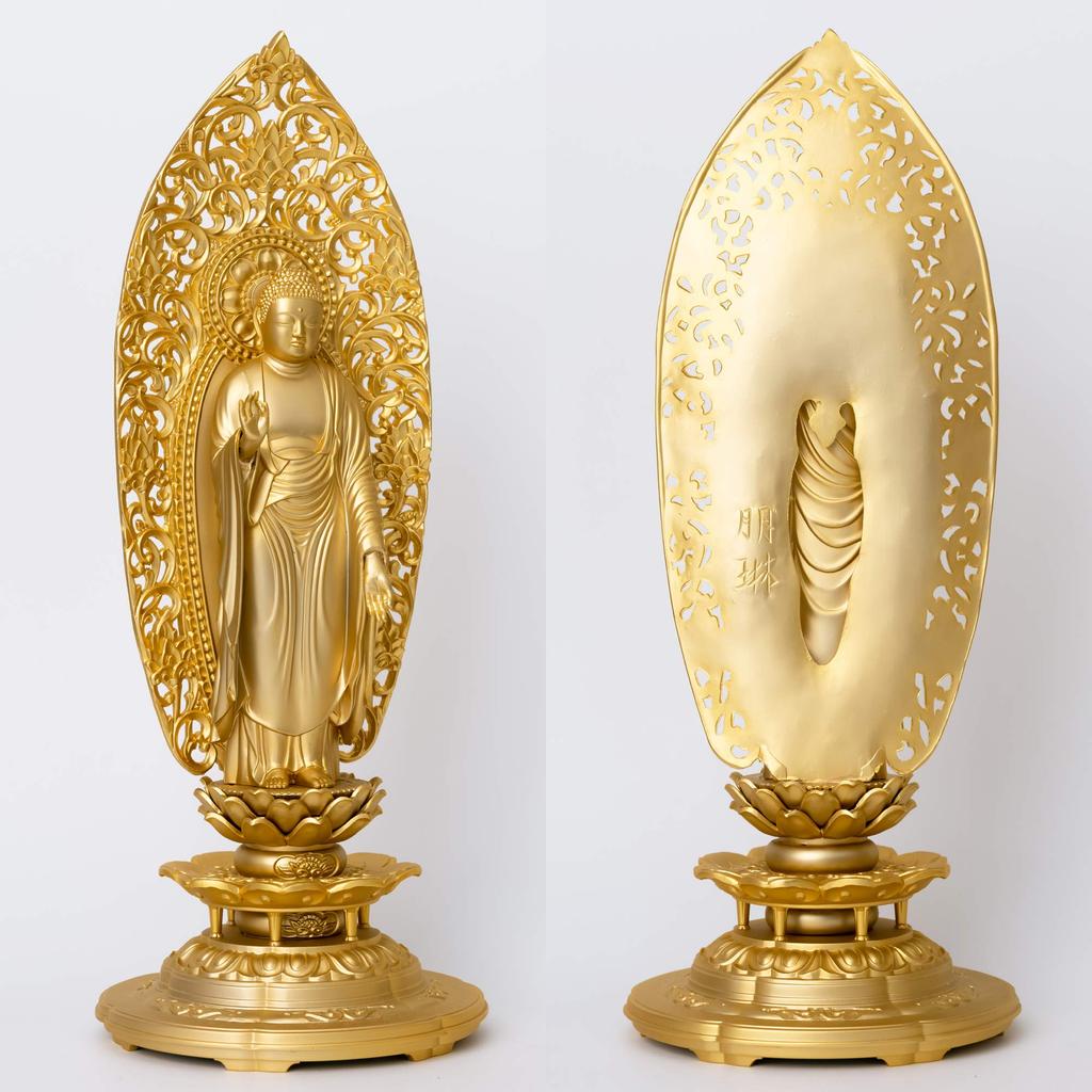 Amitabha Buddha statue, 25cm (gold plated/24k gold), sculptor: Matsuhisa Horin, model: "Jodo sect/Jishu sect", Takaoka bronzeware (Amitabha Buddha/XL)