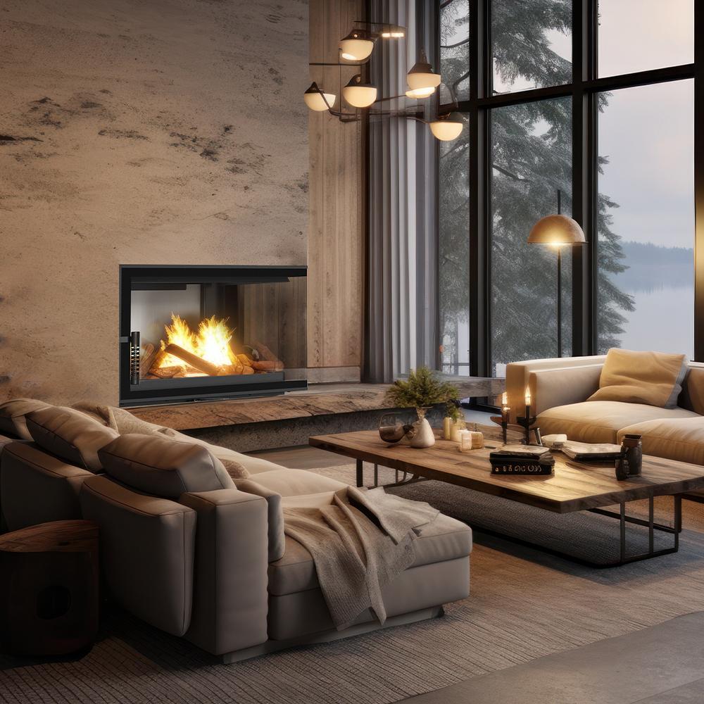 Insert Fireplace KRATKI FLOKI M Right 10kW COMPLETE SET for BUILT-IN Ø 200