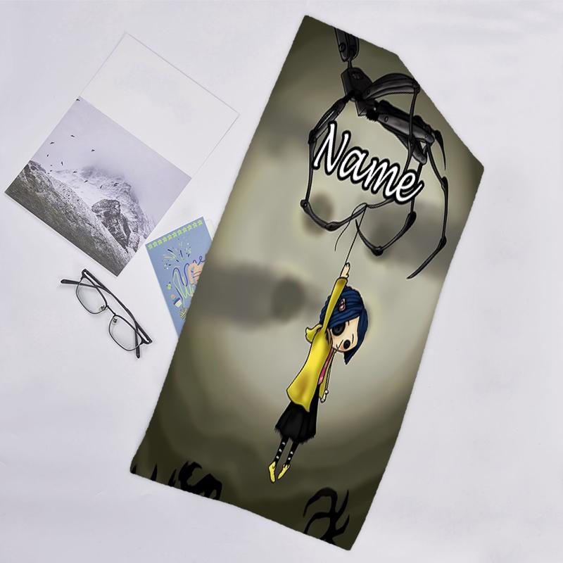 1pc Coraline7 Beach Towel with Custom Name, Beach/Swimming/Bath/Picnic/Camping Towel, Suitable for Seaside Beaches
