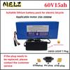 New 60v15ah Lithium Battery Pack 16S5P Suitable for 250W-1000W 60V Large Capacity Battery pack+67.2V2A Charger