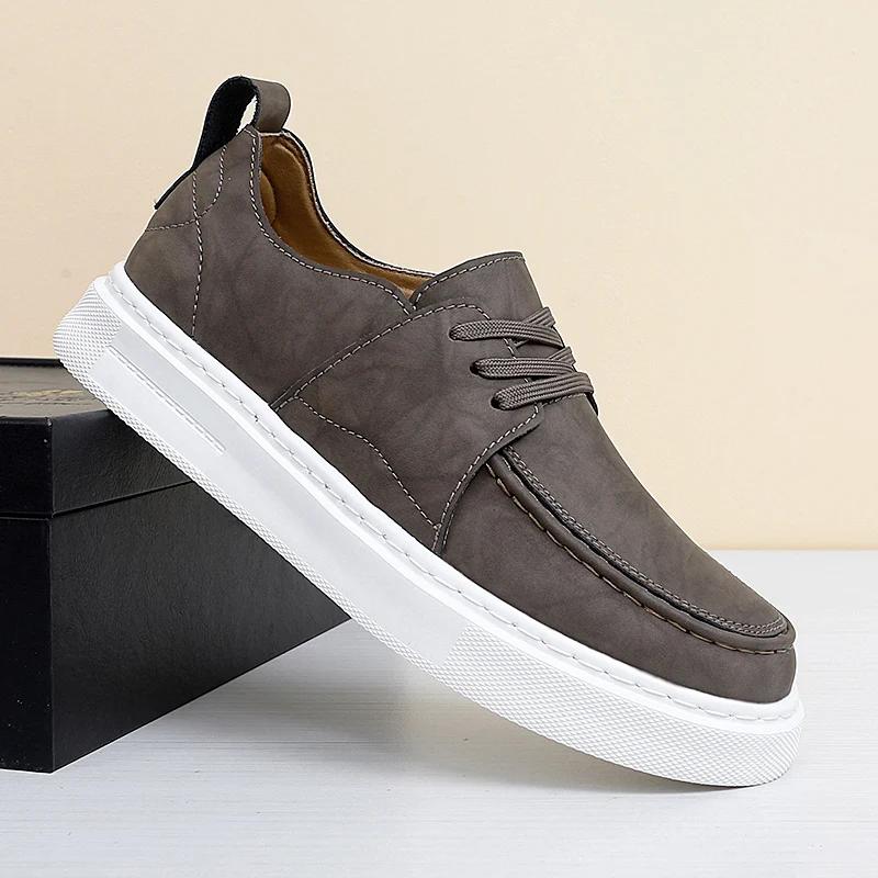 Новый мужской бренд, высококачественная повседневная кожаная обувь для скейтборда, плоская дизайнерская подошва, удобная обувь для скейтборда, уличная противоскользящая обувь для ходьбы Оксфорд