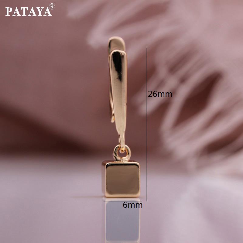 PATAYA Длинные серьги-капли цвета розового золота с квадратным кубом, женские уникальные металлические необычные серьги высокого качества на каждый день