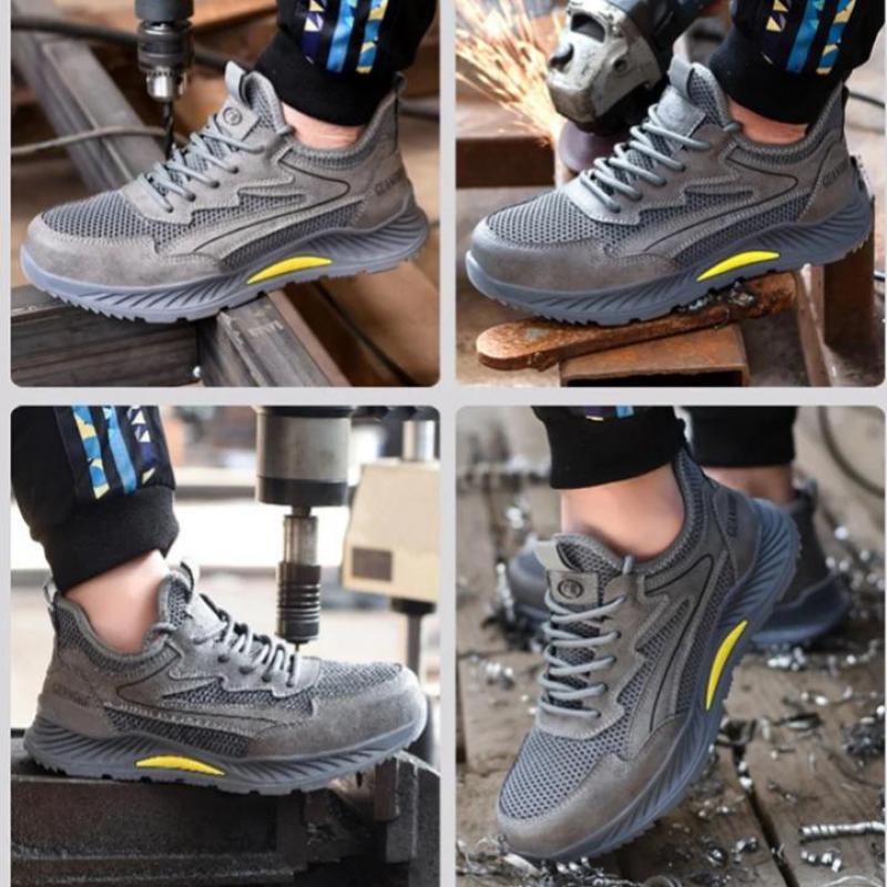 Fashion Steel Toe Safety Shoes Summer Mesh Safety Shoes Breathable Work Shoes Protective Lightweight Work Safety Sneakers for Men Women
