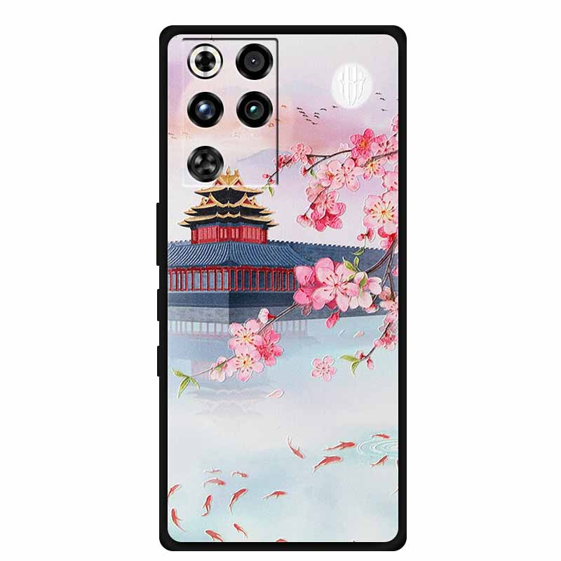 Чехол для ZTE Nubia RedMagic 11 Pro 5G, 3D тиснение, цветы, рельефный, мягкая черная силиконовая задняя крышка, для ZTE Nubia RedMagic 11Pro, Funda