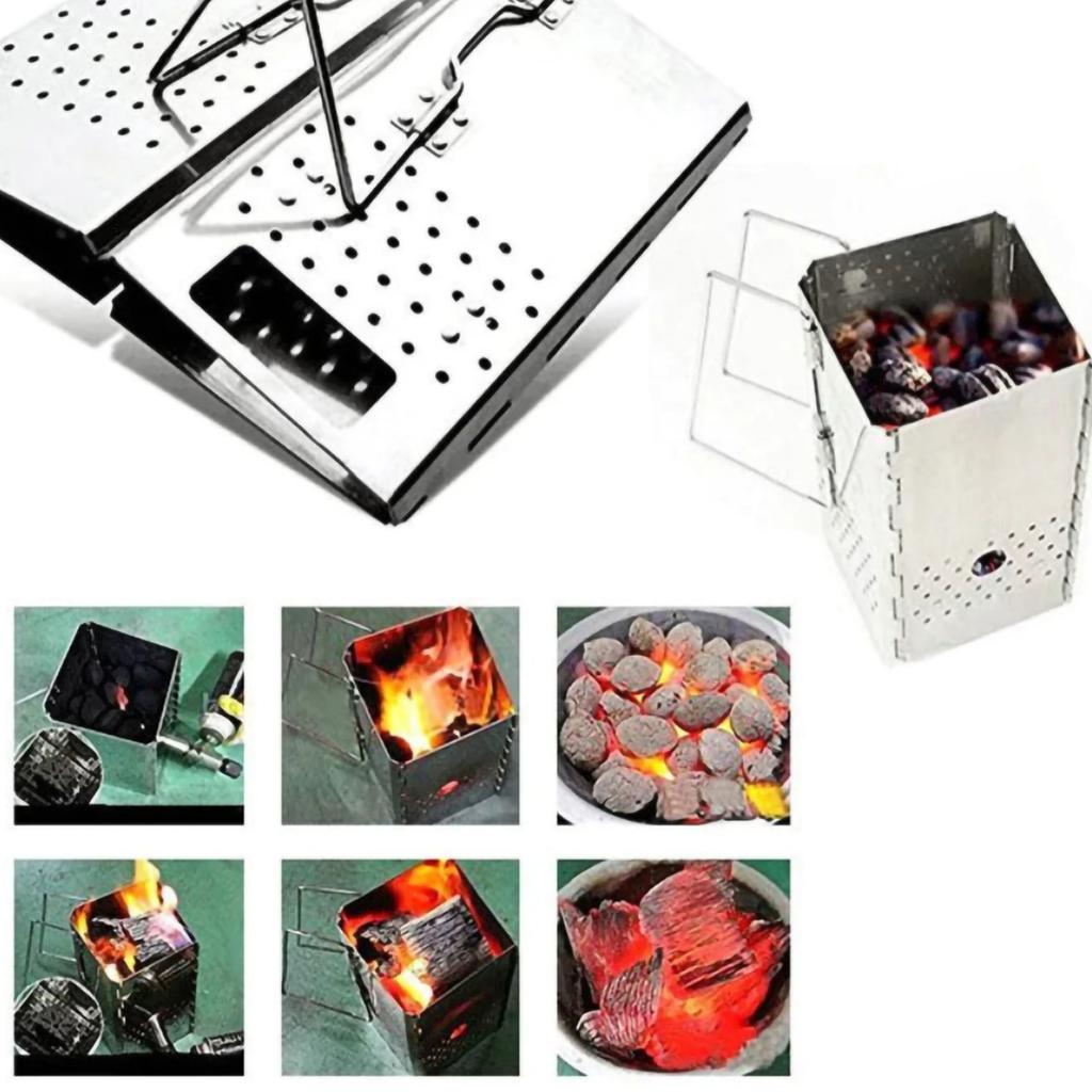 Outdoor Small Barbecue Grill Stainless Steel Bbq Charcoal Stove Portable Foldable Camping Charcoal Barbecue Stove Kitchen Tools