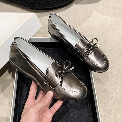 Весенняя мода плоская обувь женская качественная металлическая обувь без застежек лоферы женские туфли на плоской подошве мокасины большой размер 35-43 Sapato Feminino 2024
