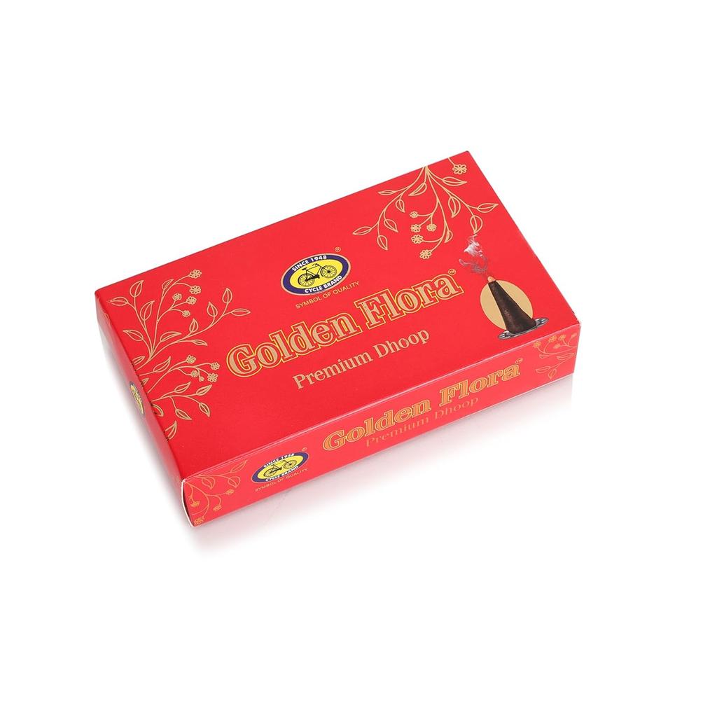 Golden Flora Wet Dhoop Bamboo-Less Soft Incense Cones for Festive, Havan, Outdoor Aromatic Use 120G Pack of 3