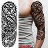 New 1 PC 480*170MM Super Large Compass Wolf Head Eye Fake Lion God Feather  Temporary Tattoo Sleeves For Men Women Tattoo Full Arm Tattoo Sticker
