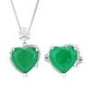 New Jewelry Set Heart-shaped Ring Necklace Grandmother Green Vintage Niche High-end Adjustable Women