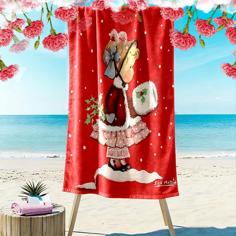 SaraKey Print Beach Towel, Large Soft Quick Dry Towel for Beach Camping Swimming