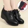 Wedge Heel Soft Leather Soft Bottom Large Women's Shoes Deep Leather Shoes