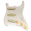 Musiclily SSS Strat Prewired Pickguard Alnico 5 Single Size Humbucker for Strat Electric Guitar 4P Aged White Pearl Pro-SE ST-DPHA