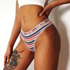 3 шт./компл. красочные полосатые хлопковые женские трусики сексуальные стринги нижнее белье женские дышащие стринги нижнее белье трусики с Т-образной спинкой