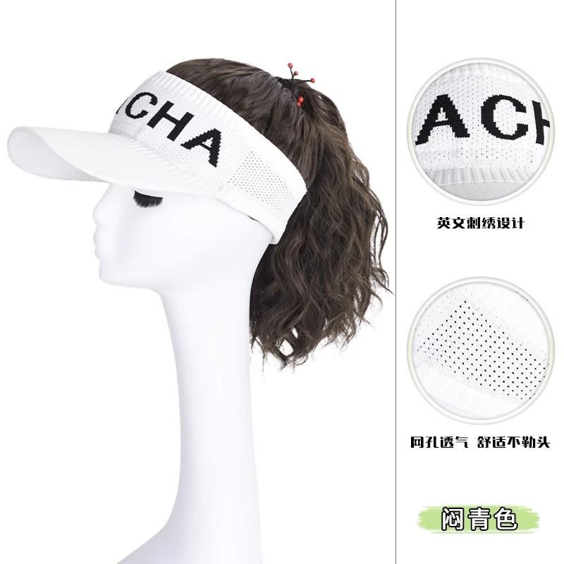 Womens Sport Sun Visor Hat With Long Curly Wig All-in-one Fashion Hairpiece Outdoor Protection