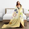 Soft Warm Blanket Airplane Travel Cute Tamagotchi Anime Print Throw Blanket  Flannel Bedspread For Living Room Sofa Bed Cover