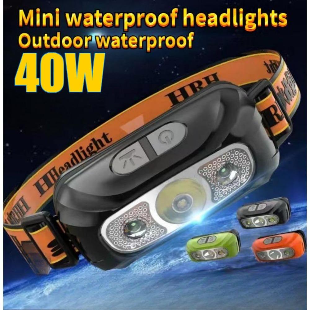 Светодиодный сенсорный налобный фонарь, новый USB-аккумулятор, мощный световой волнистый индукционный водонепроницаемый рыболовный налобный фонарь со встроенной литиевой батареей