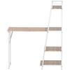 Folding Drop-Leaf Desk - 2-in-1 Desk Bookcase - 4 Shelves - Light Oak Wood Effect White Metal
