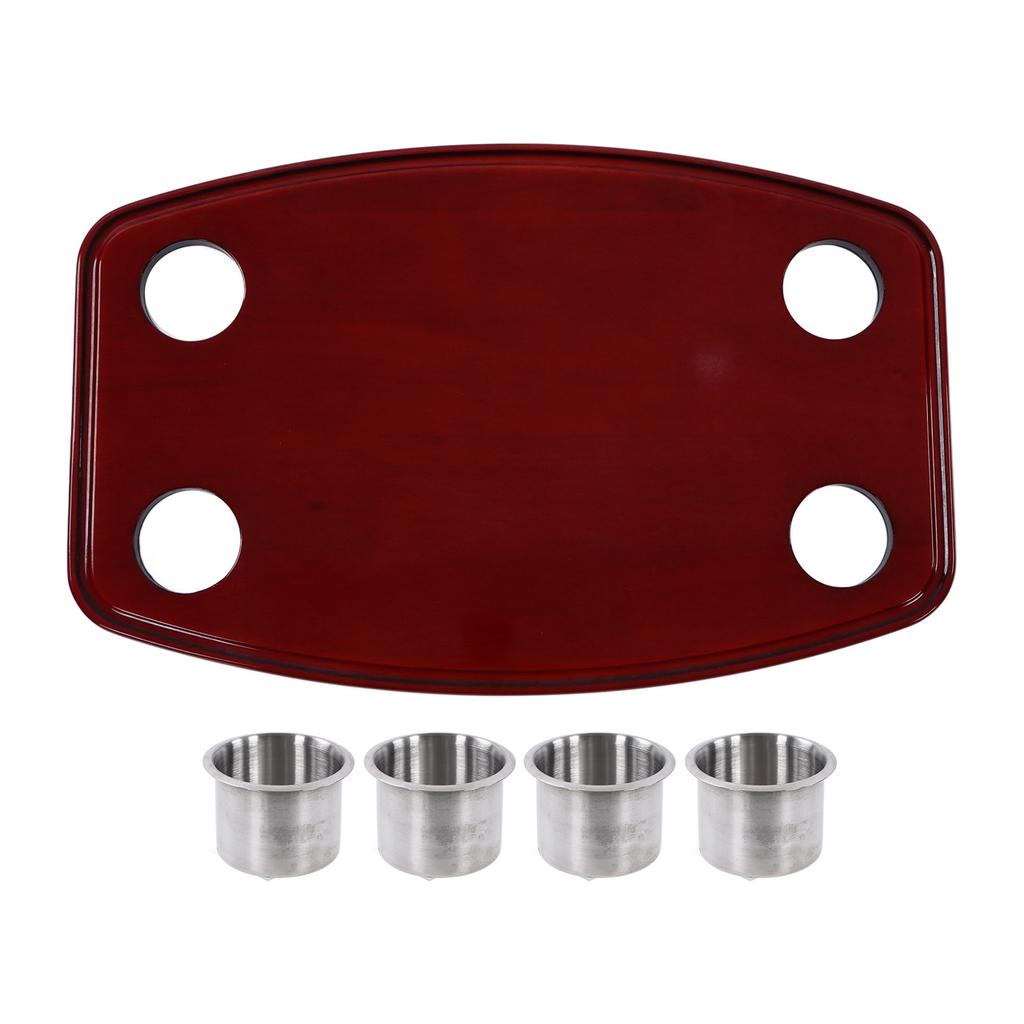 Piano Varnished Oak RV Table Top 600x380x30mm with 4 Cup Holders for Yacht Caravan Camper