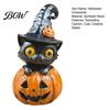 Tiered Tray Fall Decorations Halloween Black Cat & Pumpkin Resin Ornaments, Cute Desktop Figurines, Creative Gift for Lovers Cartoon And Statue