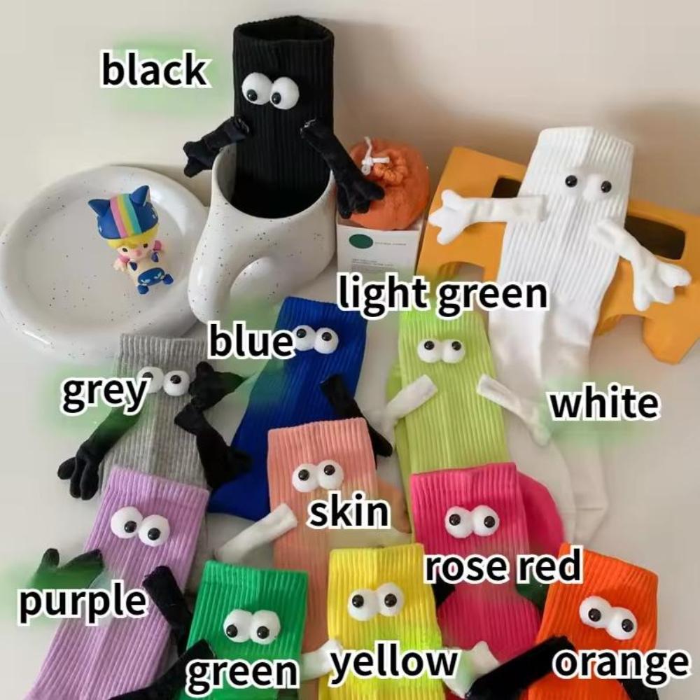 Магнитные носки с руками глазами смешные креативные мультяшные носки для пары магнитные носки средней длины для женщин мужчин влюбленных семьи друзей